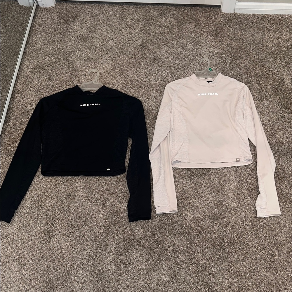 Nike Trail Black and Cream Long Sleeve Shirts